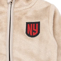 Toddler Sport Design Sweden  Khaki New York Red Bulls Tie-Breaker Teddy Full-Zip Hoodie
