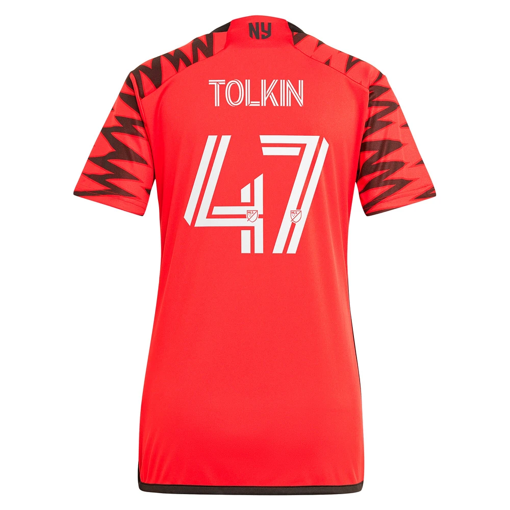 Maillot de joueur adidas John Tolkin rouge New York Red Bulls 2024 Legacy Replica pour femme