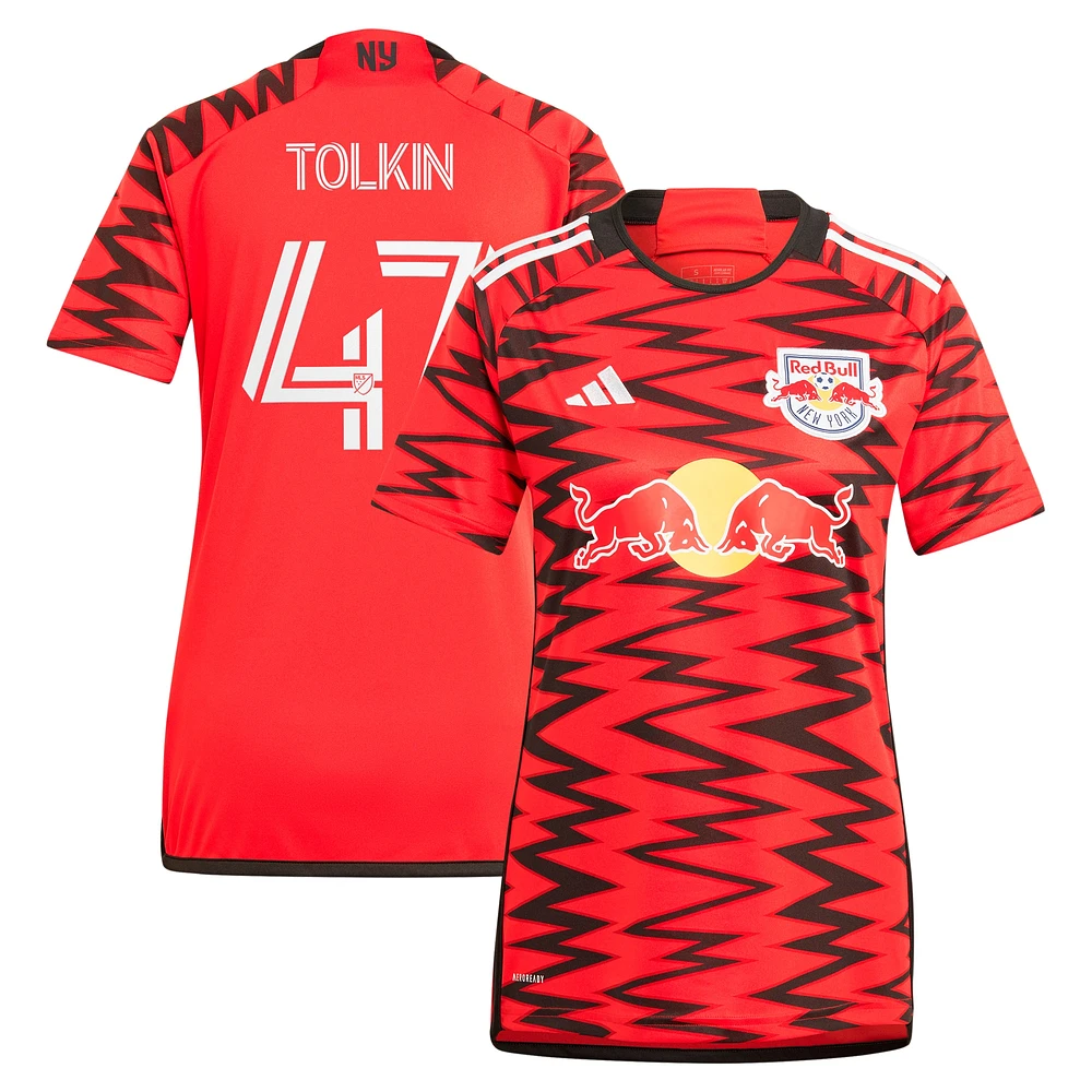 Maillot de joueur adidas John Tolkin rouge New York Red Bulls 2024 Legacy Replica pour femme