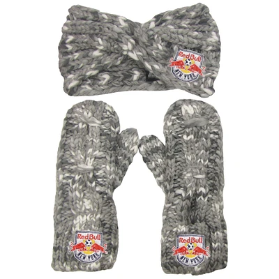 Women's ZooZatz Gray New York Red Bulls Marled Headband and Mittens Set