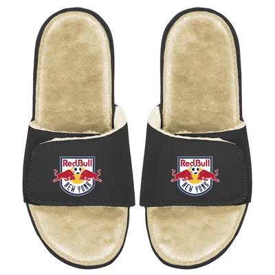 New York Red Bulls ISlide Youth Fur Slides - Tan/Black