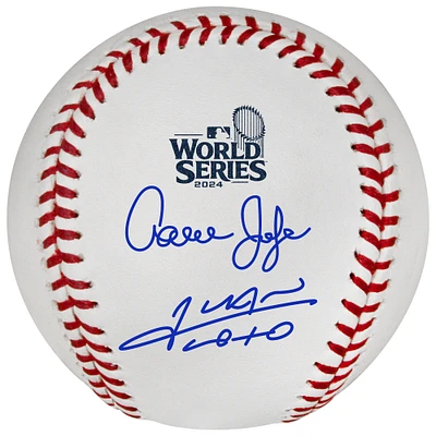 Aaron Judge & Juan Soto New York Yankees Autographed 2024 World Series Logo Baseball