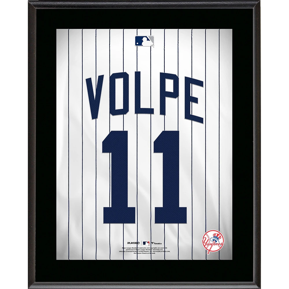 Plaque de joueur sublimée avec numéro de maillot des Yankees de New York Anthony Volpe 10,5" x 13"