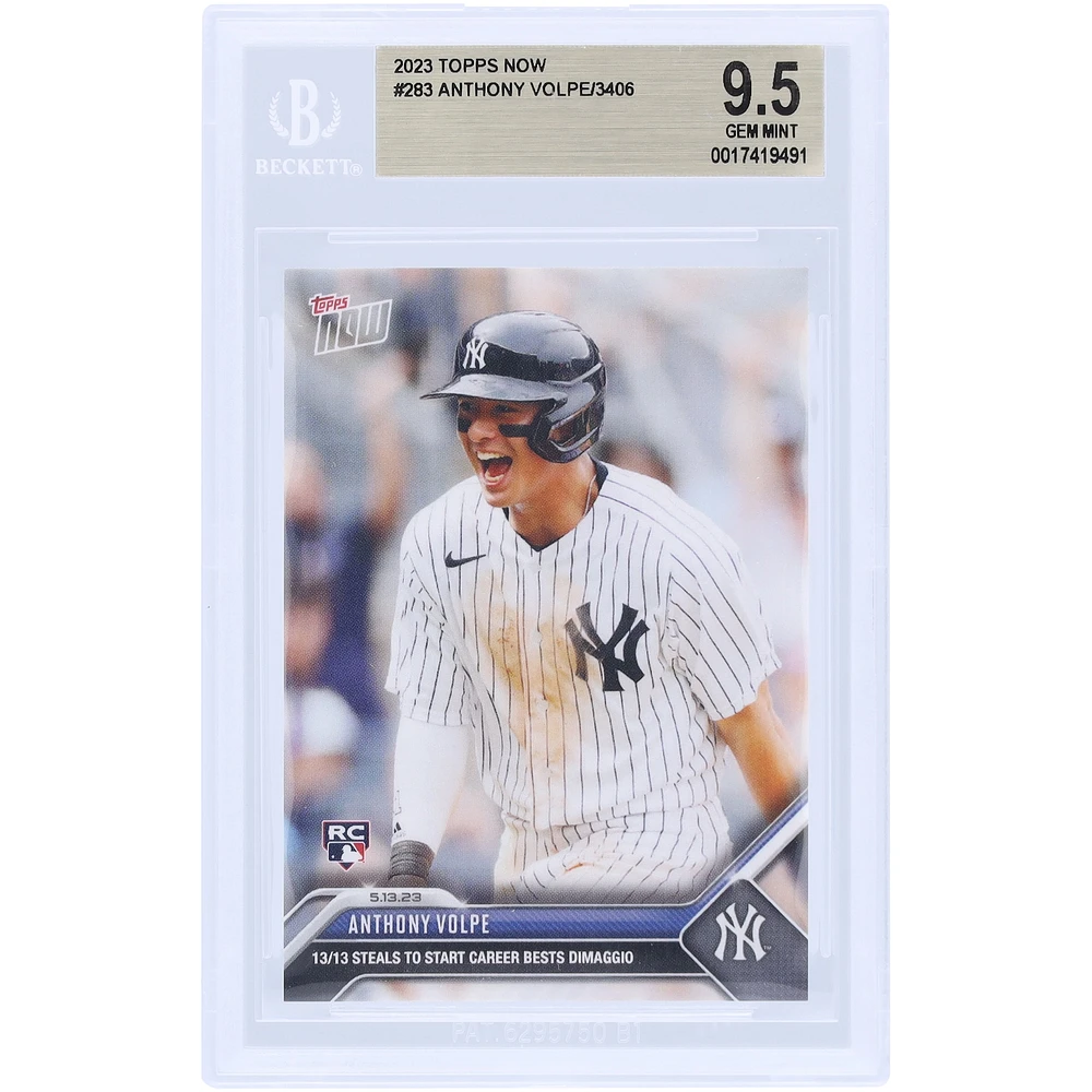 Anthony Volpe New York Yankees 2023 Topps Now 13/13 Steals To Start Career Bests DiMaggio #283 BGS Authenticated 9.5 Rookie Card