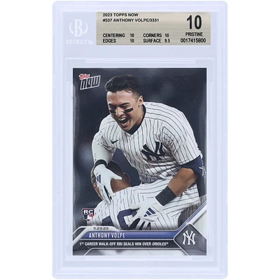 Anthony Volpe New York Yankees 2023 Topps Now 1st Career Walk-off RBI Seals Win Over Orioles #337 BGS Authenticated 10 Rookie Card - 10,10,10,9.5 Subgrades