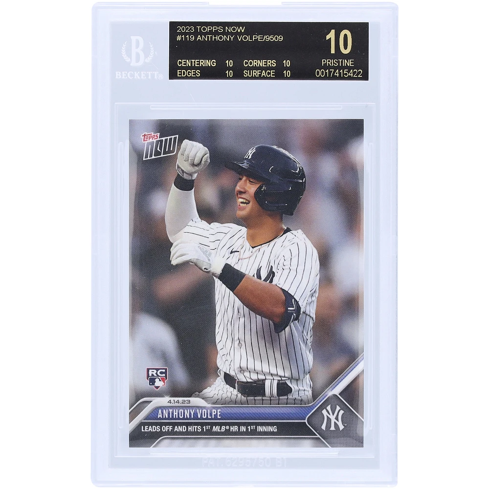 Anthony Volpe New York Yankees 2023 Topps Now Leads Off & Hits 1st MLB HR in 1st Inning Black Label #119 BGS Authenticated 10 Rookie Card - 10,10,10,10 Subgrades