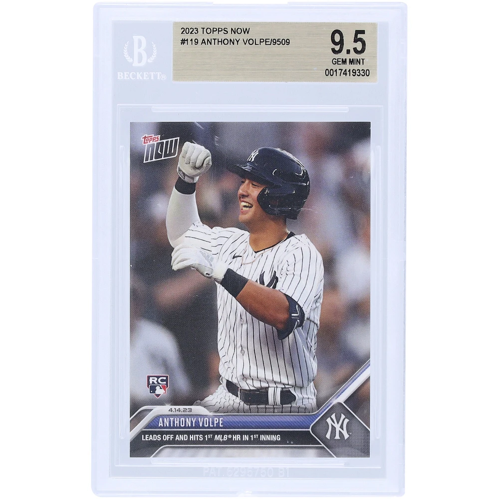 Anthony Volpe New York Yankees 2023 Topps Now Leads Off & Hits 1st MLB HR in 1st Inning #119 BGS Authenticated 9.5 Rookie Card