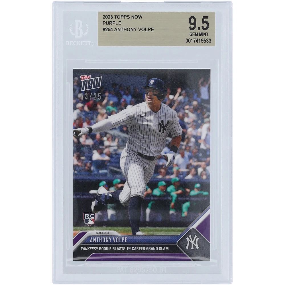 Anthony Volpe New York Yankees 2023 Topps Now Yankees Rookie Blast 1st Career Grand Slam Purple #264 #/25 BGS Authenticated 9.5 Rookie Card