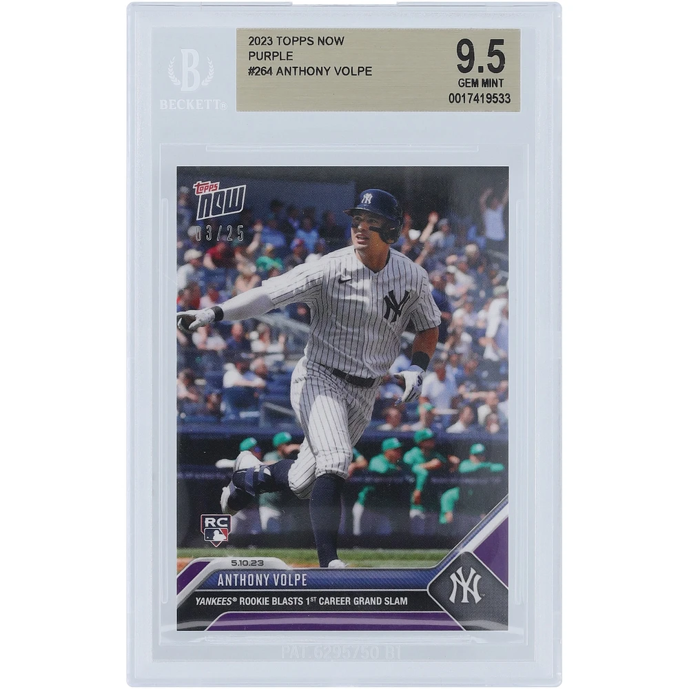 Anthony Volpe New York Yankees 2023 Topps Now Yankees Rookie Blast 1st Career Grand Slam Purple #264 #/25 BGS Authenticated 9.5 Rookie Card