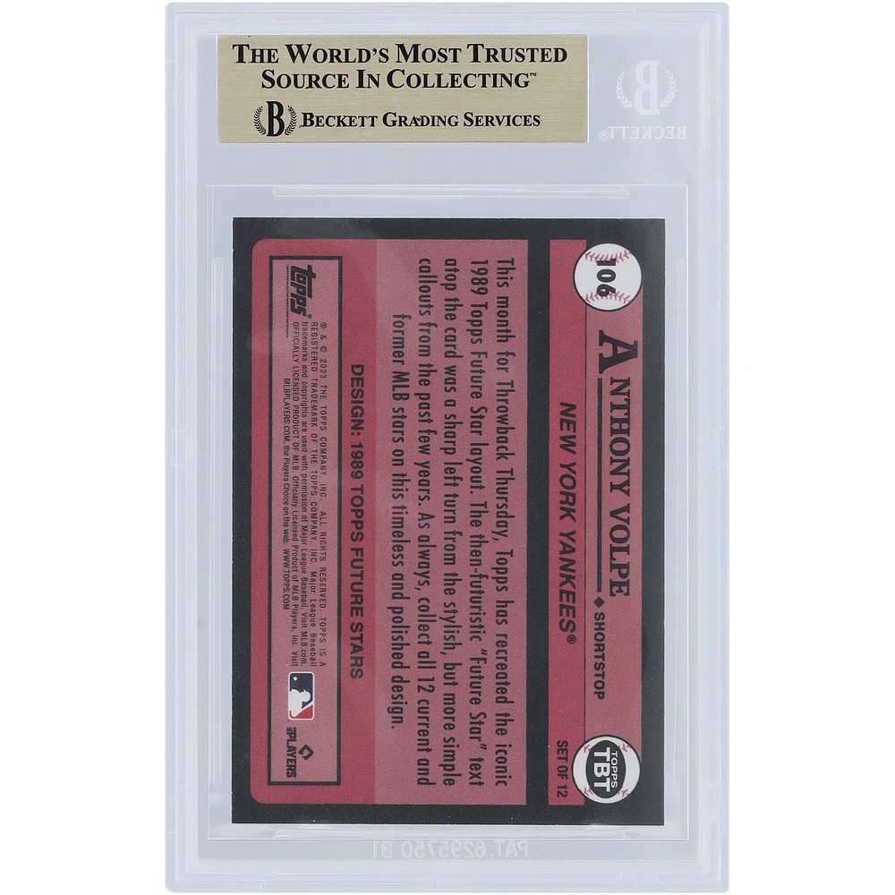 Anthony Volpe New York Yankees 2023 Topps Throwback Thursdays '89 Topps Future Stars #106 BGS Authenticated 9.5 Rookie Card