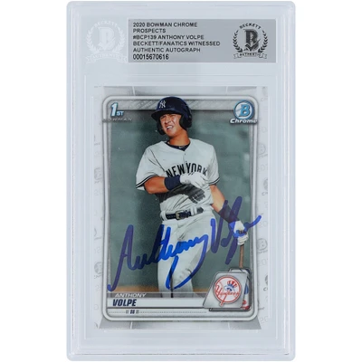 Anthony Volpe New York Yankees Autographié 2020 Bowman Chrome Prospects 1er Bowman #BCP-139 Beckett Fanatics Witnessed Authenticated Card
