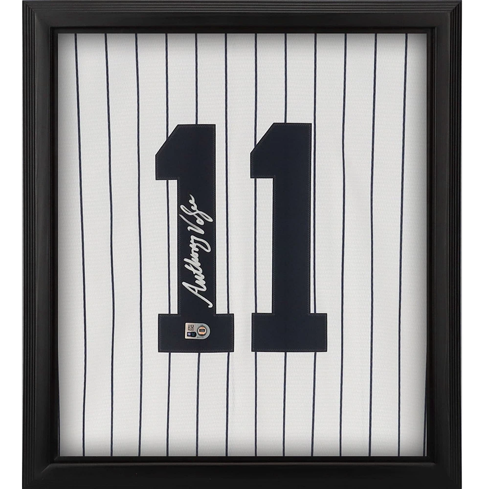 Maillot réplique Nike blanc encadré autographié par Anthony Volpe des Yankees de New York Shadowbox