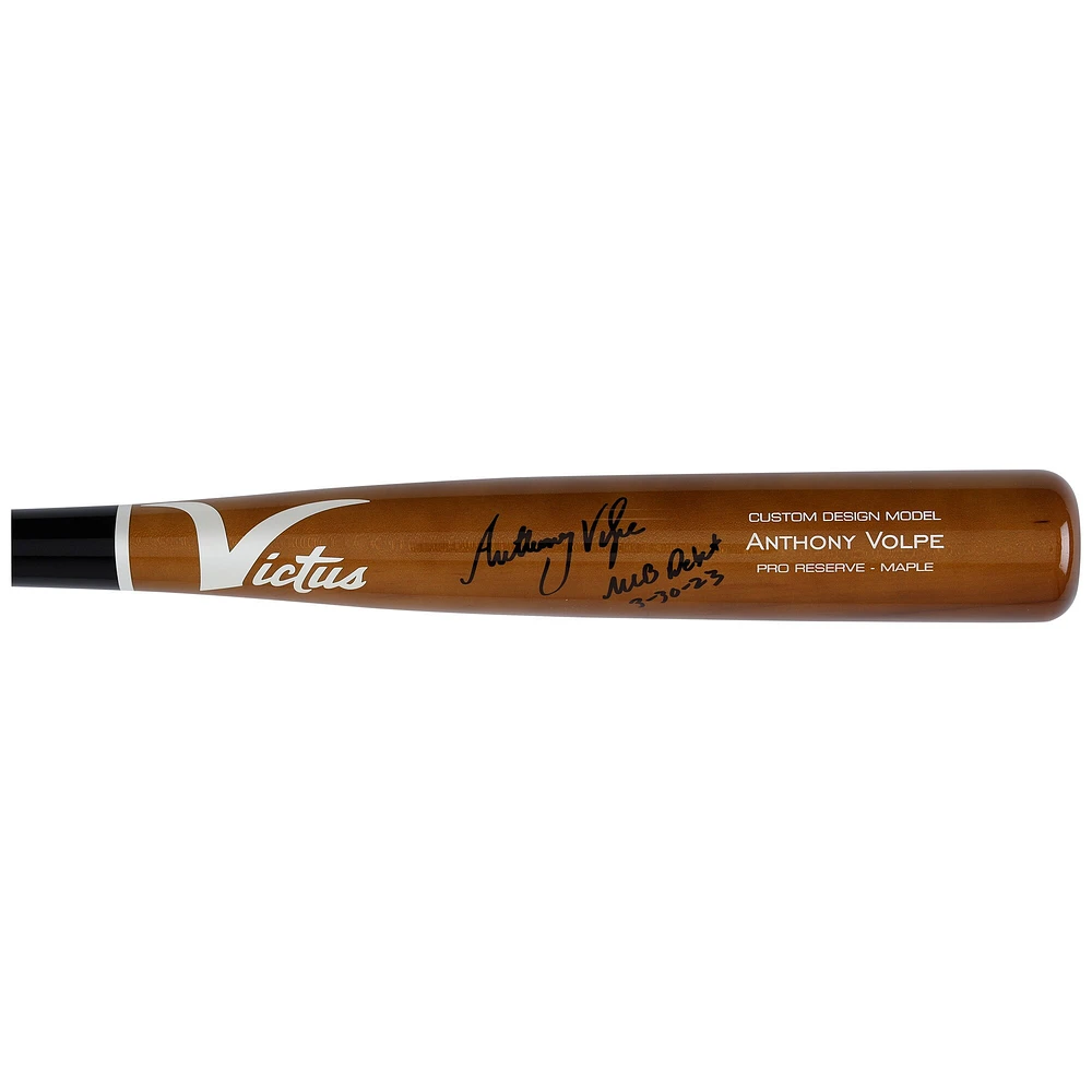 Batte de baseball Victus Game Model autographiée par Anthony Volpe des Yankees de New York avec l'inscription « MLB Debut 3-30-23 »