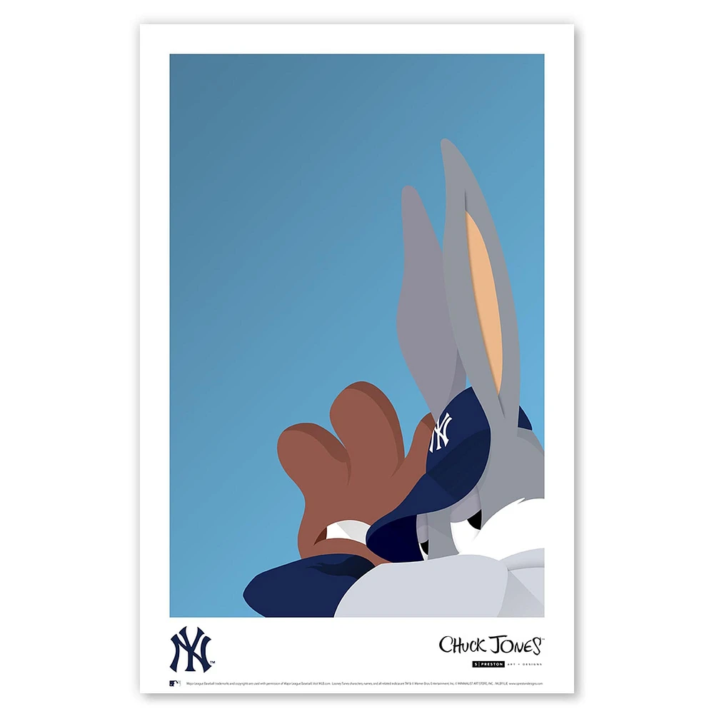 Bugs Bunny New York Yankees 11" x 17" Minimalist Looney Tunes Poster Print