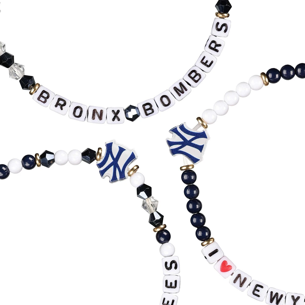 FOCO New York Yankees 3-Pack Friendship Bracelet Set