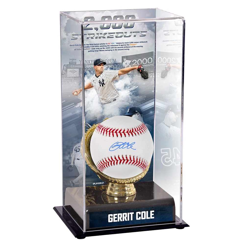 Vitrine de présentation sublimée Gerrit Cole des Yankees de New York avec 2 000 retraits au bâton en carrière et image