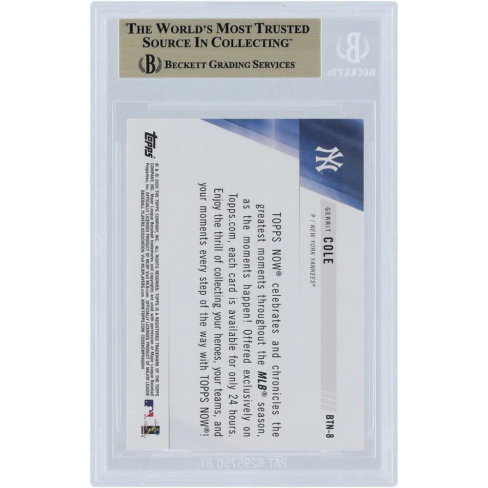 Gerrit Cole New York Yankees 2020 Topps Now Best of Topps Now #BTN-8 BGS Authenticated 9.5 Card