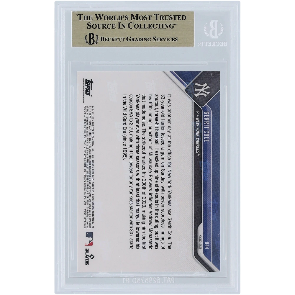Gerrit Cole New York Yankees 2023 Topps Now 1st Player with 200K in 3 Seasons for the Yankees Purple #844 #/25 BGS Authenticated 9.5 Card