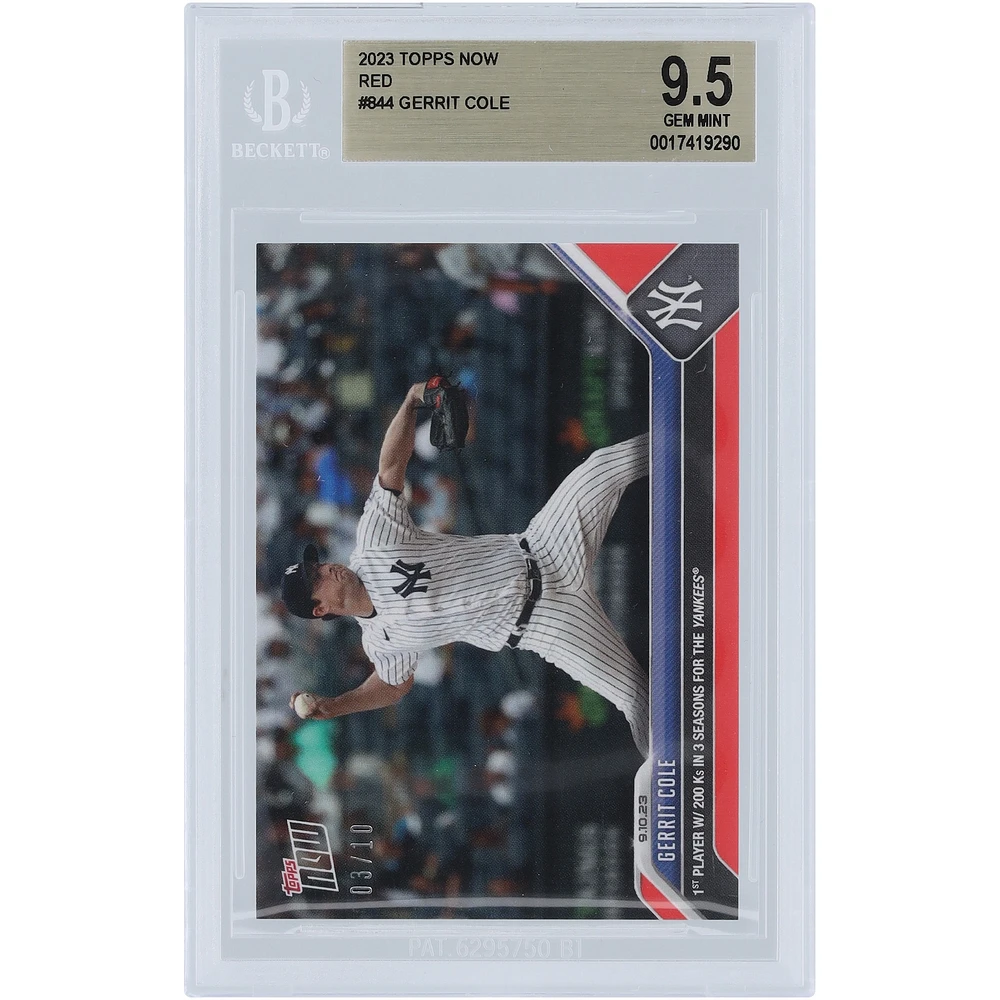 Gerrit Cole New York Yankees 2023 Topps Now 1st Player with 200K in 3 Seasons for the Yankees #844 #/ BGS Authenticated 9.5 Card