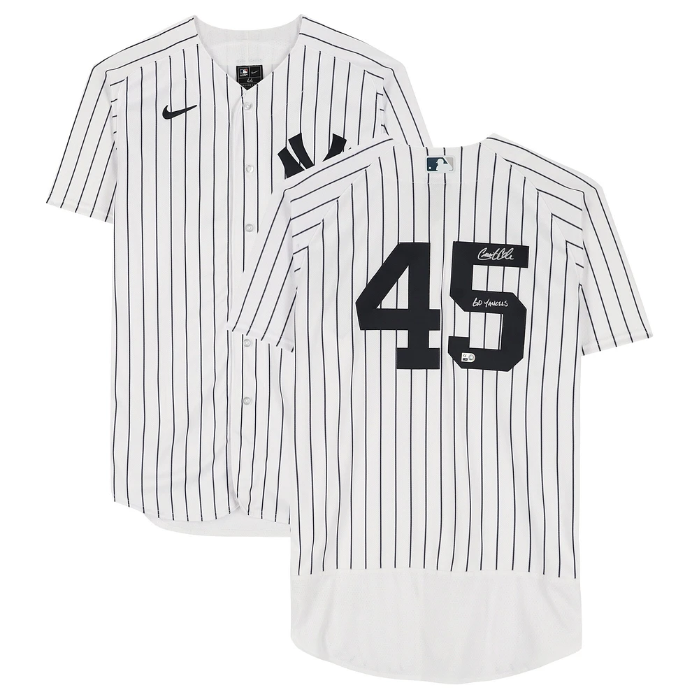 Maillot Nike authentique autographié par Gerrit Cole des Yankees de New York avec l'inscription « Go Yankees »