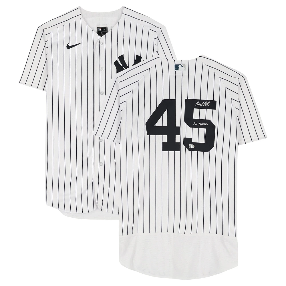 Maillot Nike authentique autographié par Gerrit Cole des Yankees de New York avec l'inscription « Go Yankees »