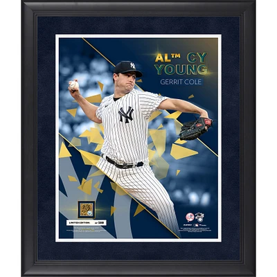 Collage encadré Gerrit Cole New York Yankees 2023 American League Cy Young Award 16" x 20" avec une capsule de terre utilisée lors du match - Édition limitée à 500 exemplaires