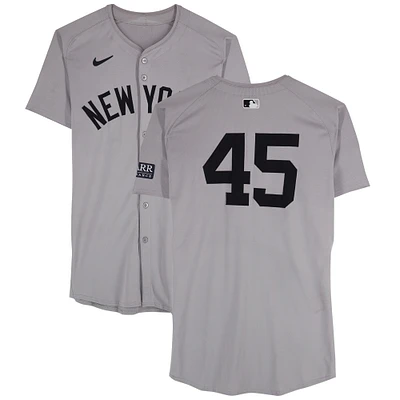 Gerrit Cole New York Yankees Game-Used #45 Gray Nike Jersey vs. Detroit Tigers on August 16, 2024 - 6 IP, 8 K, W