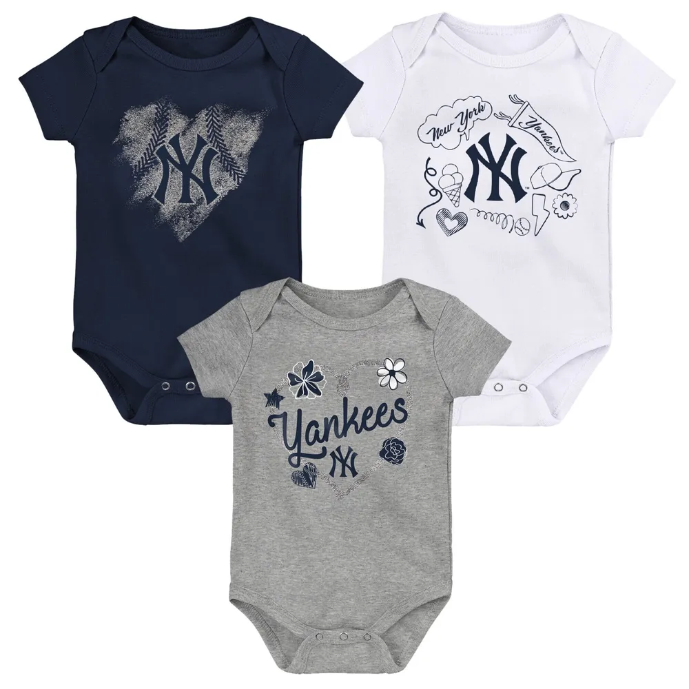 Outerstuff Girls Newborn & Infant Red/Navy/Heathered Gray Washington Nationals 3-Pack Batter Up Bodysuit Set