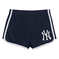 Ensemble t-shirt et short bleu marine pour fille d'âge préscolaire, motif New York Yankees Double Run