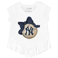 Lids New York Yankees Tiny Turnip Girls Toddler Baseball Love Fringe T-Shirt  - White