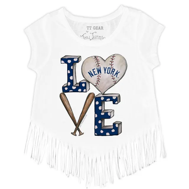 Lids New York Yankees Tiny Turnip Girls Youth I Love Mom Fringe T-Shirt -  Navy