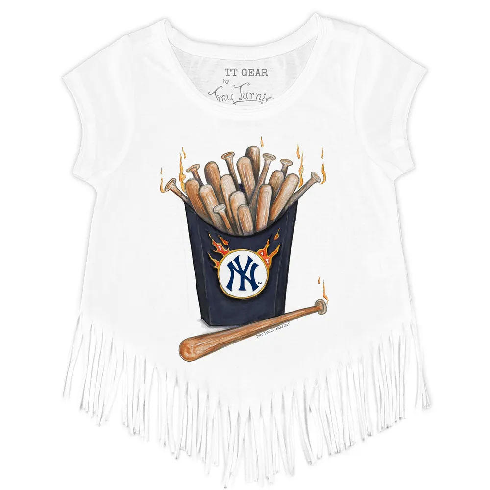 Lids New York Yankees Tiny Turnip Girls Toddler Hot Bats Fringe T-Shirt -  White