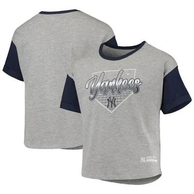 New York Yankees Girls Youth Bleachers T-Shirt - Heathered Gray