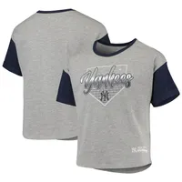 T-shirt pour jeunes filles, gris chiné, New York Yankees Bleachers