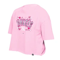 Girls Youth New Era Light Pink York Yankees Flip Sequin Team T-Shirt