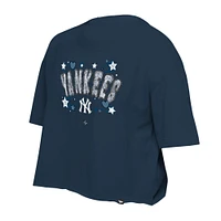 Girls Youth New Era Navy York Yankees Flip Sequin Team T-Shirt