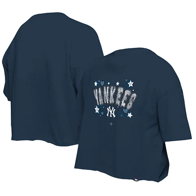 Girls Youth New Era Navy York Yankees Flip Sequin Team T-Shirt