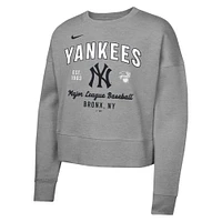Girls Youth Nike Heather Gray New York Yankees Fleece Sweatshirt