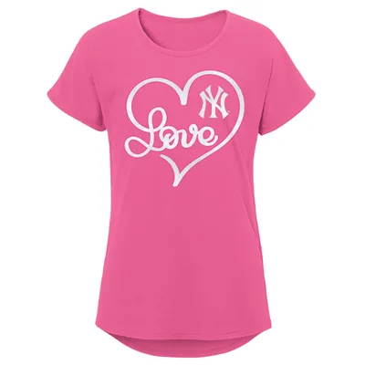 New York Yankees Girls Youth Lovely T-Shirt - Pink