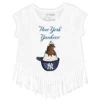 Girls Youth Tiny Turnip White New York Yankees Unicorn Fringe T-Shirt Size: Small