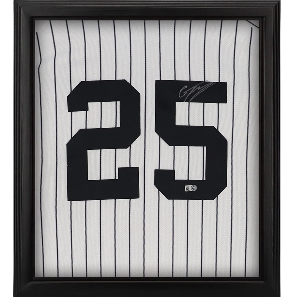 Gleyber Torres New York Yankees Autographed Framed White Majestic Authentic Jersey Shadowbox