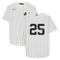 Gleyber Torres New York Yankees Game-Used #25 White Pinstripe Jersey vs.  Boston Red Sox on July 17 2022