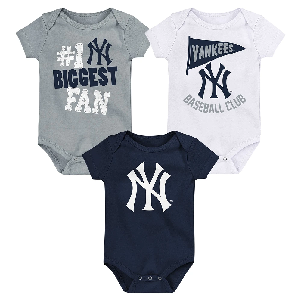 Ensemble de 3 bodys fan fanion Fanatics New York Yankees pour bébé