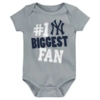 Ensemble de 3 bodys fan fanion Fanatics New York Yankees pour bébé