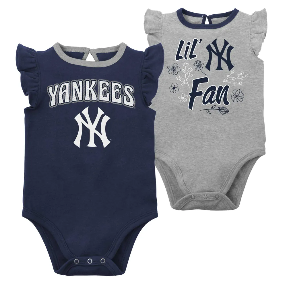 Lot de deux cache-couches Little Fan des New York Yankees pour bébé bleu marine/gris chiné