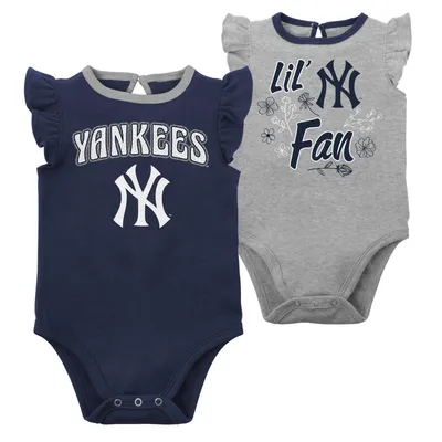 New York Yankees Infant Little Fan Two-Pack Bodysuit Set - Navy/Heather Gray