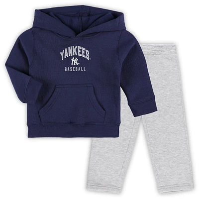 Ensemble sweat à capuche et pantalon Play by pour bébé bleu marine/gris chiné New York Yankees