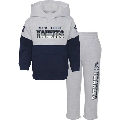 New York Yankees Infant Playmaker Pullover Hoodie & Pants Set - Navy/Heather Gray