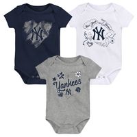 Infant Navy/White/Gray New York Yankees Batter Up 3-Pack Bodysuit Set