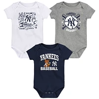 Infant  Navy New York Yankees Batter Up 3-Pack Bodysuit Set